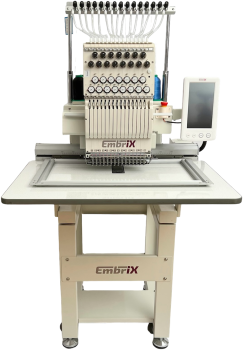 Embroidery machine with table top