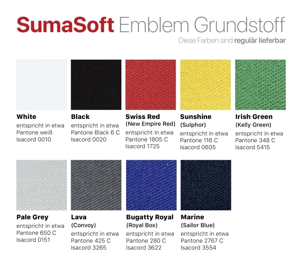 Übersicht über die verfügbaren SumaSoft-Farben